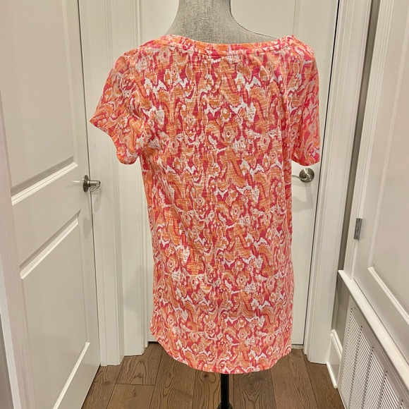 🌸 🌸SALE! 4 for $20!NEW DIRECTIONS PINK & Orange Cotton Short Sleeve Top Size S - Picture 3 of 5